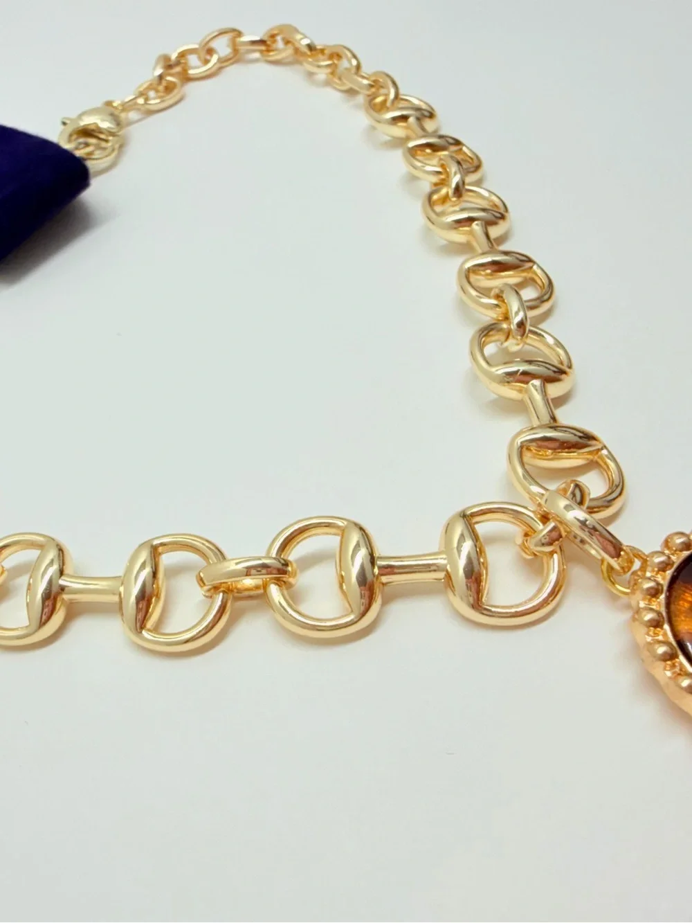 14k gold plated Horse bit Necklace & horsebit links with Horse pendant